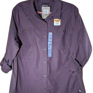 🔥 Carhartt Brown/Purple Rugged Flex Relaxed Fit Long Sleeve Shirt Men 2xL XXL
